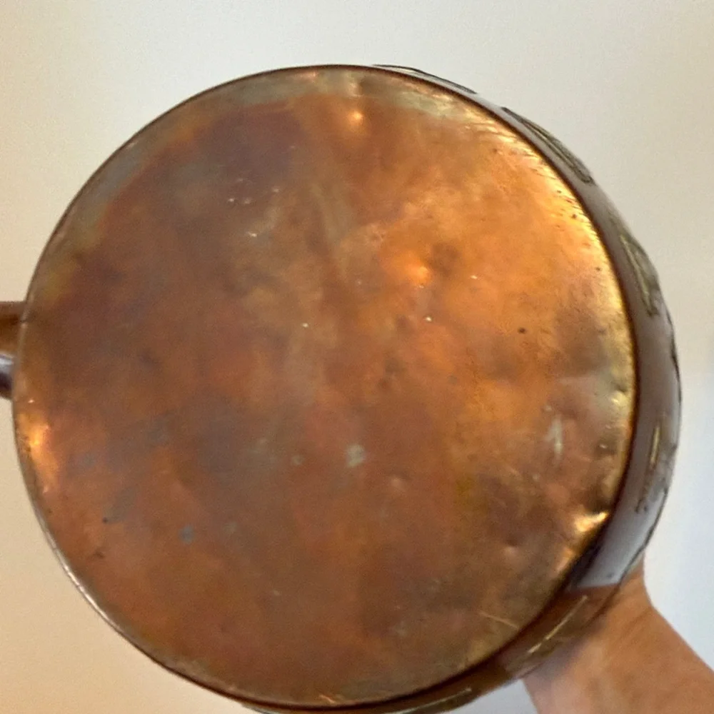 Antique Middle Eastern Copper Kettle with Intricate Design